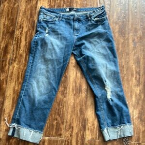 Kut From the Kloth Catherine Boyfriend Distressed Cuffed Ankle Jeans Size 14